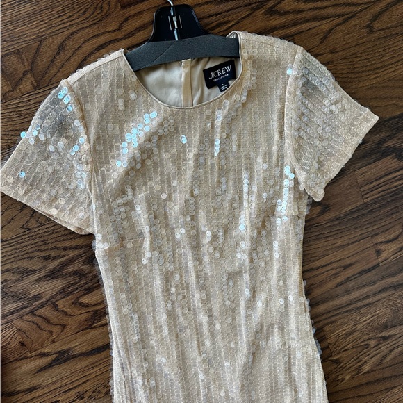 J. Crew Collection Sequin short-sleeve slip dress in Gold Cream size 4 - Picture 4 of 16